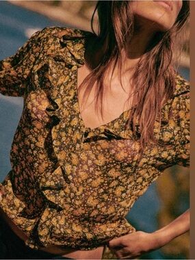 Sézane Irena Blouse | Black Floral | FR 34 / US 2